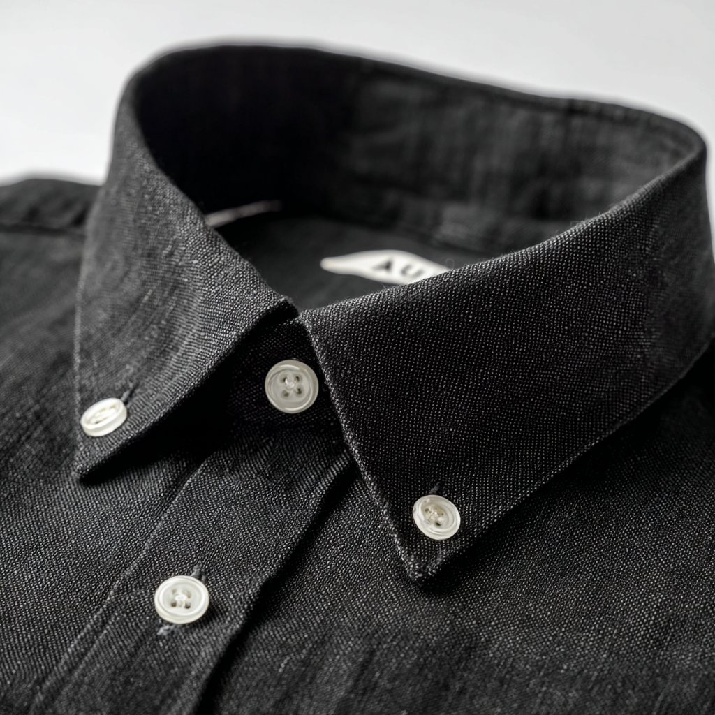 Black Long-Sleeved Linen Shirt