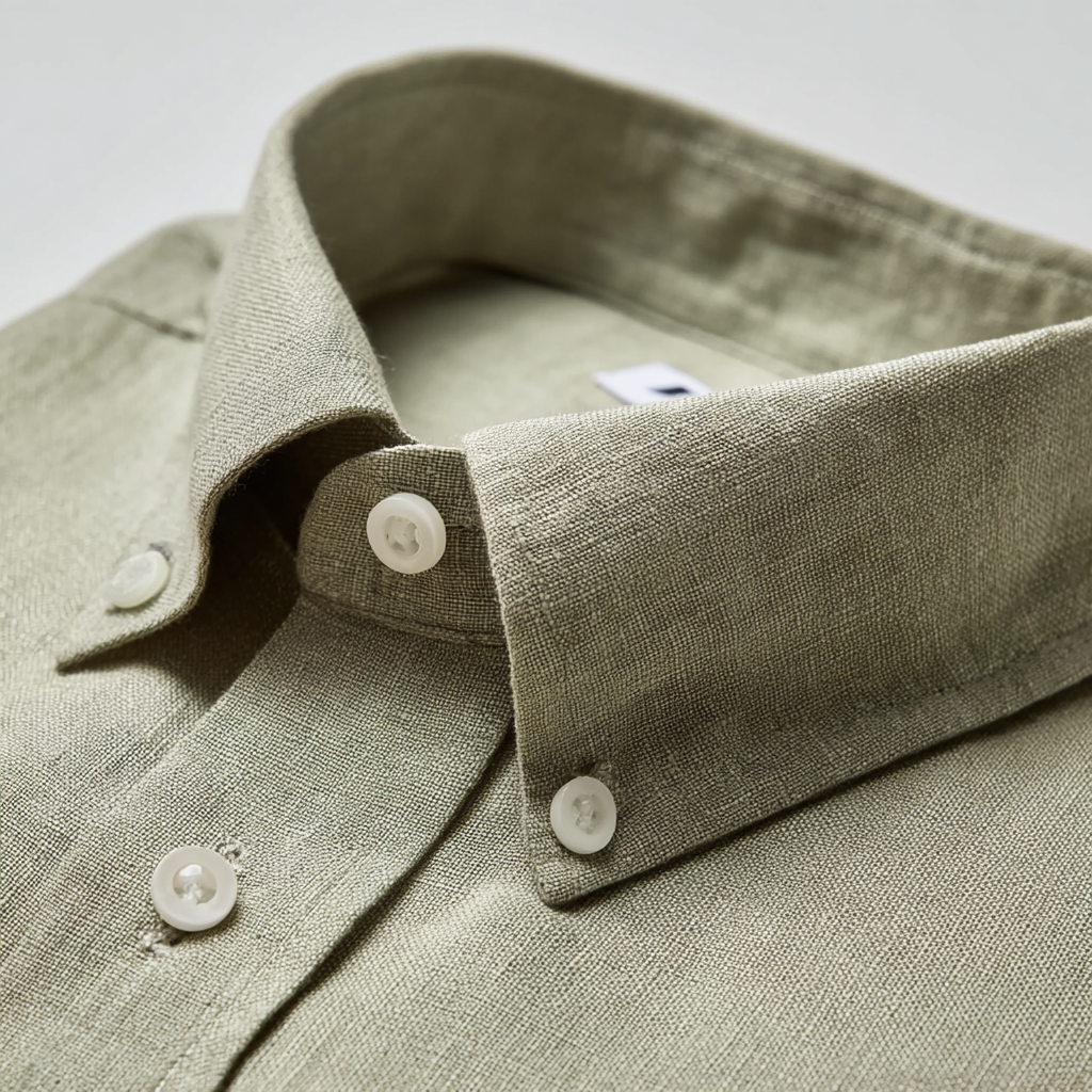 Stone Green Long-Sleeved Linen Shirt