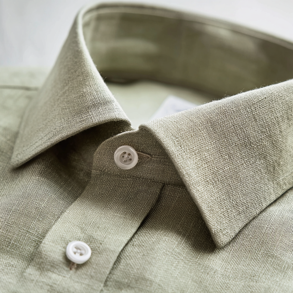Stone Green Long-Sleeved Linen Shirt