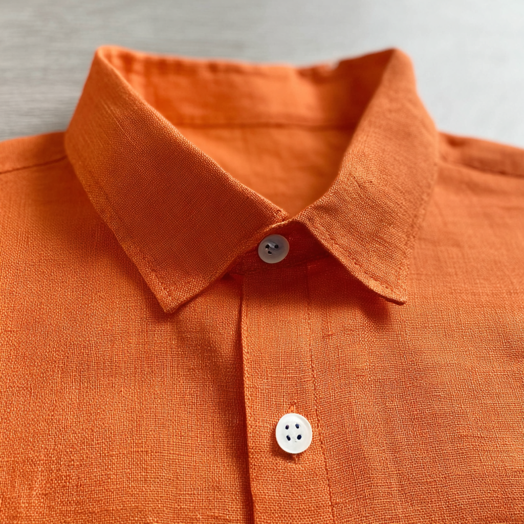 Orange Long-Sleeved Linen Shirt