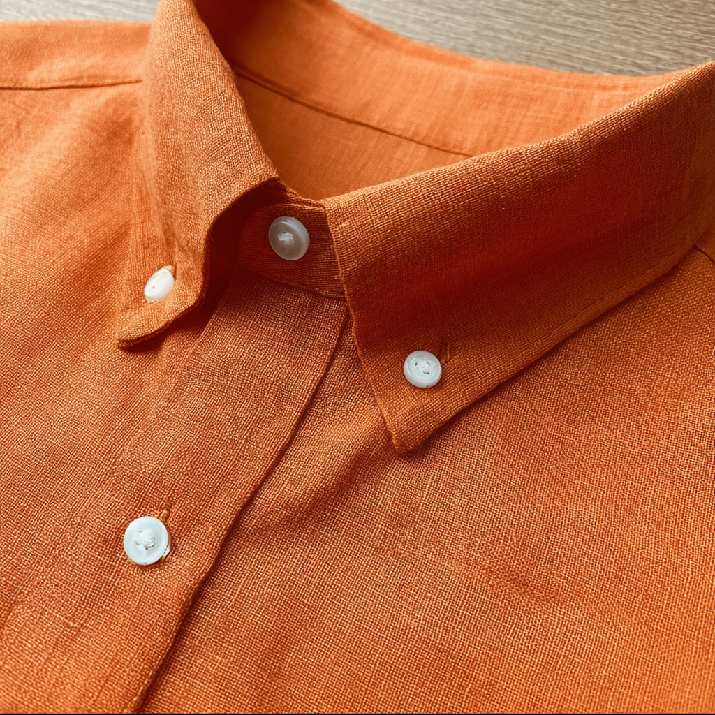 Orange Long-Sleeved Linen Shirt