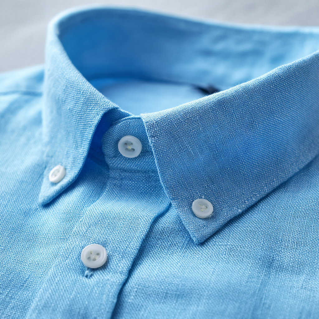 Baby Blue Long-Sleeved Linen Shirt