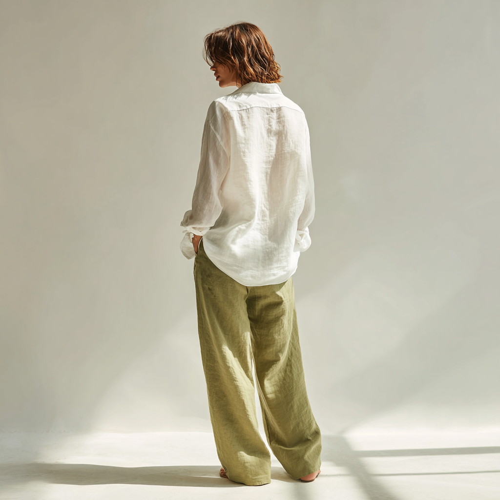 White Long-Sleeved Linen Shirt