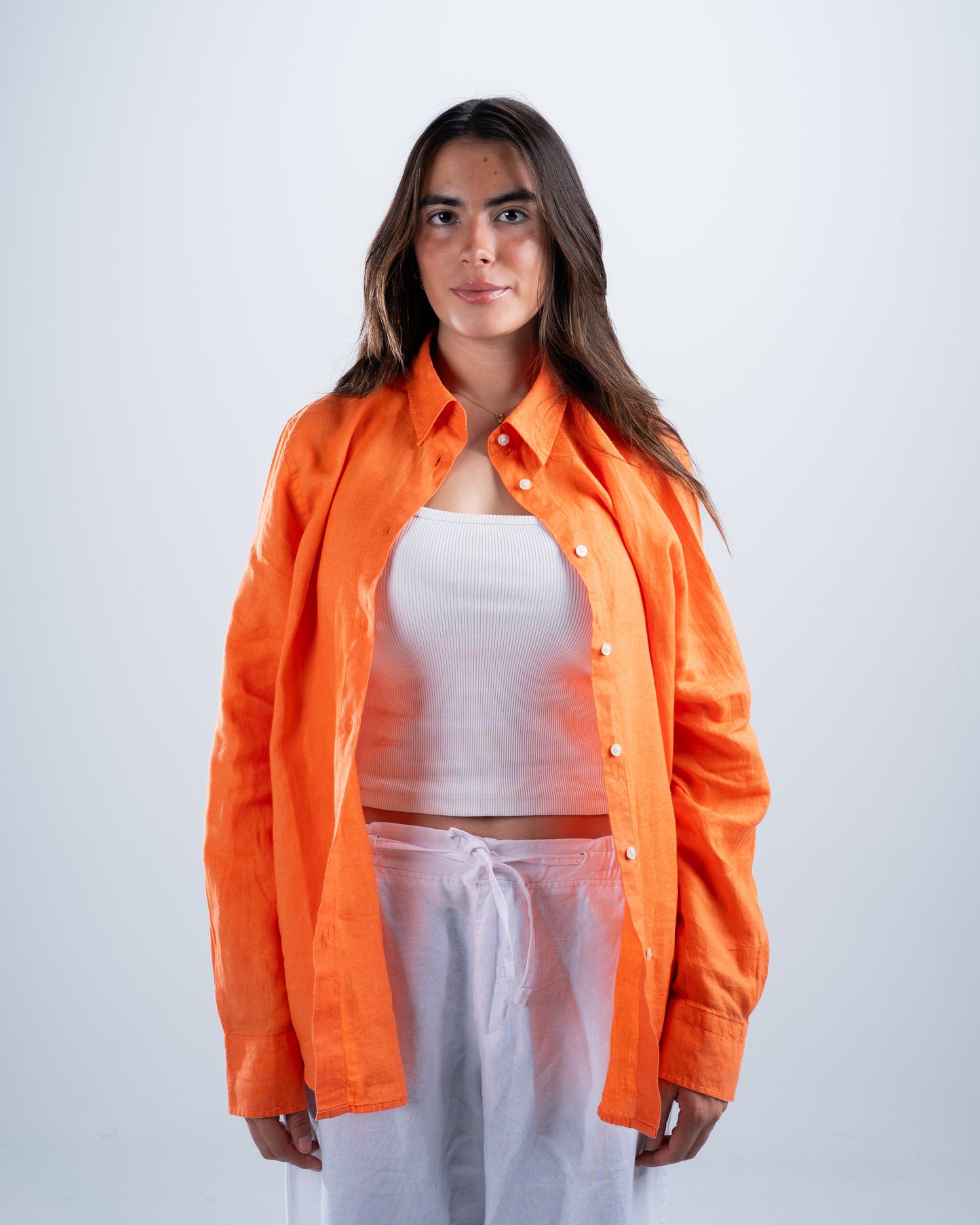 Orange Linen Shirt