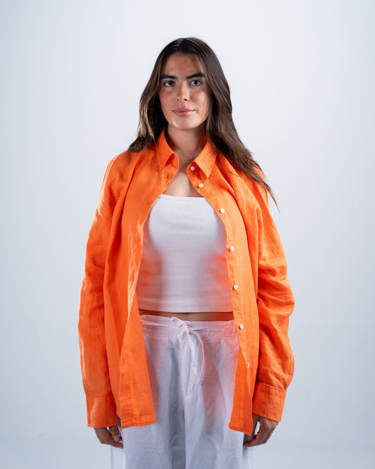 Orange Linen Shirt