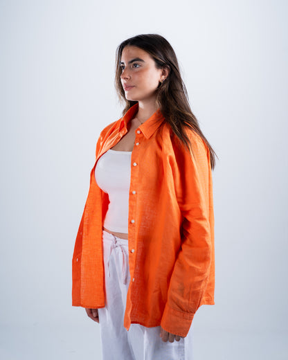 Orange Linen Shirt