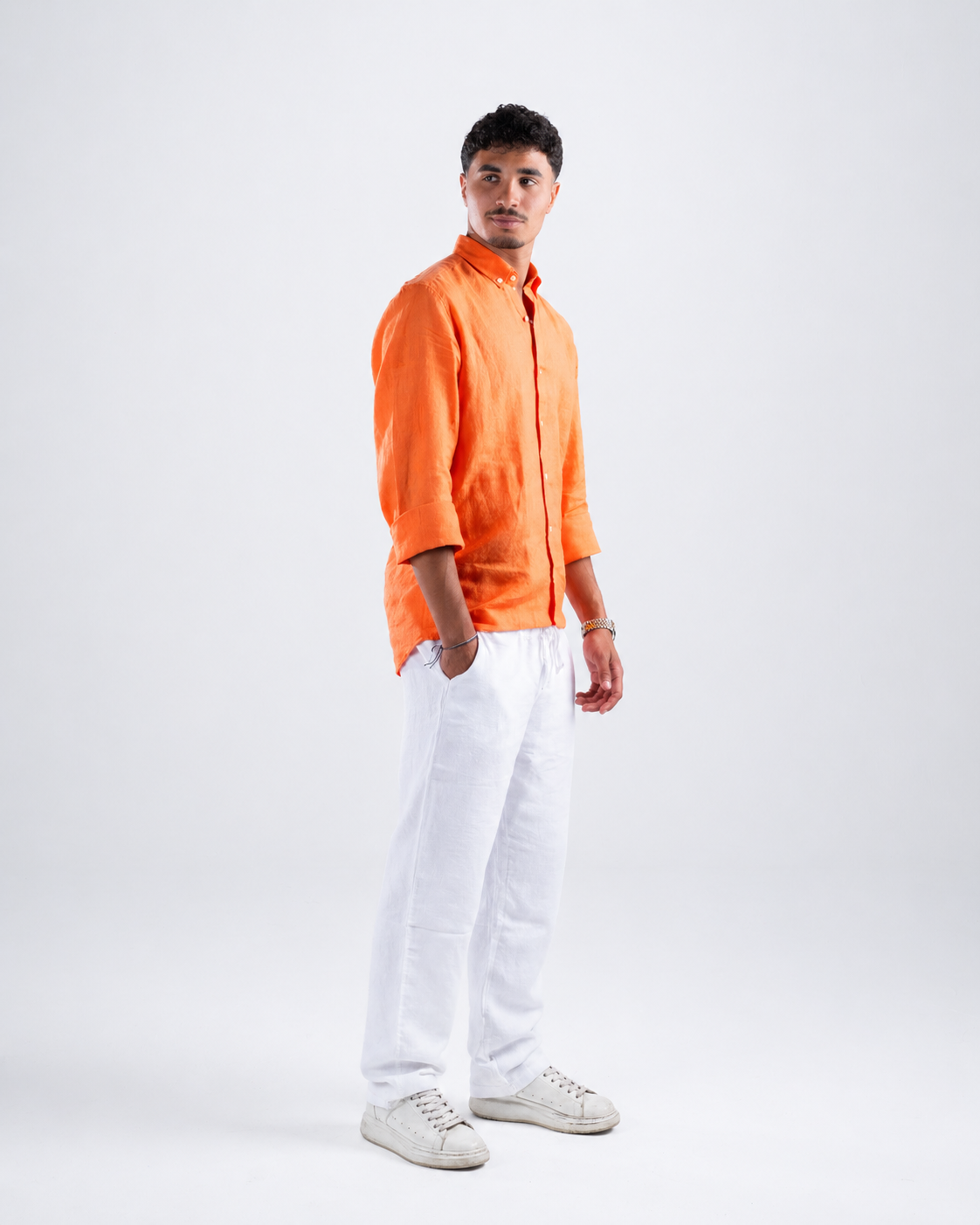 Orange Linen Shirt