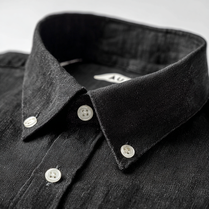 Black Long-Sleeved Linen Shirt