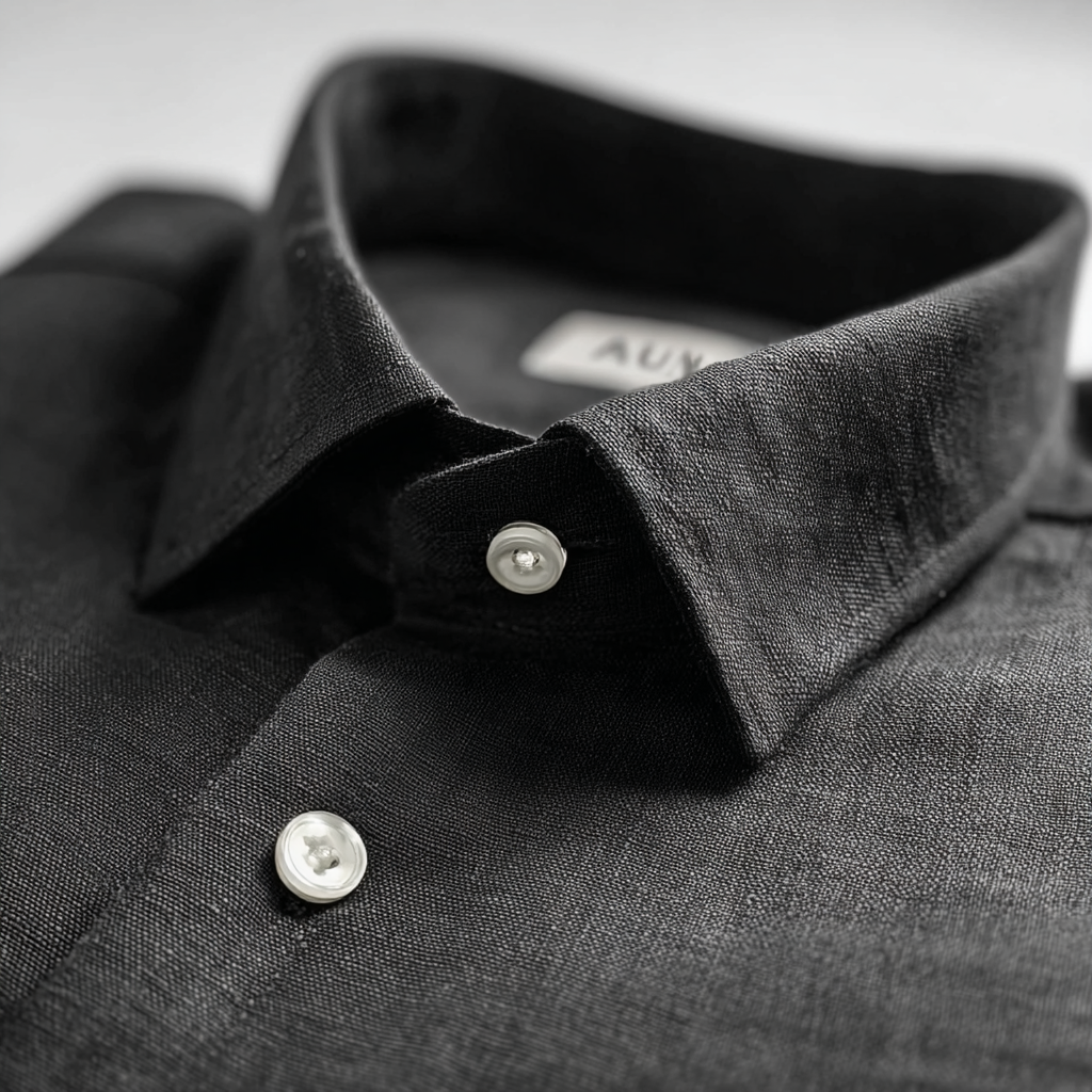 Black Long-Sleeved Linen Shirt