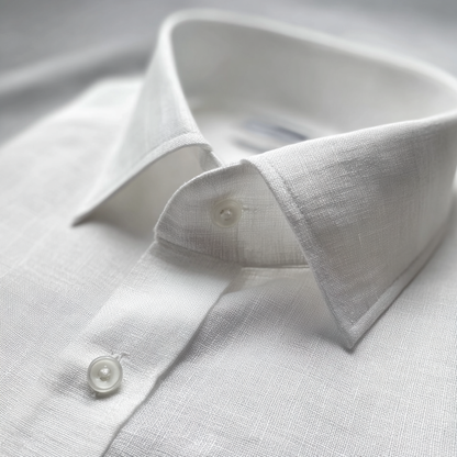 White Long-Sleeved Linen Shirt