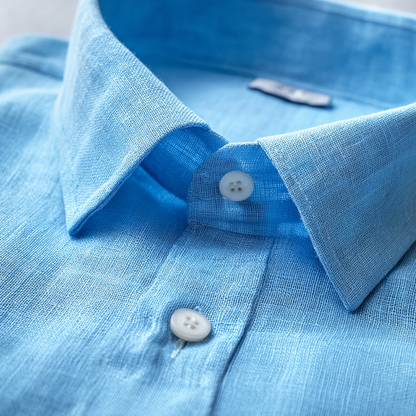 Baby Blue Long-Sleeved Linen Shirt
