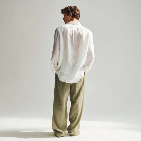 White Long-Sleeved Linen Shirt