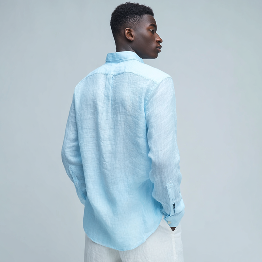 Baby Blue Long-Sleeved Linen Shirt