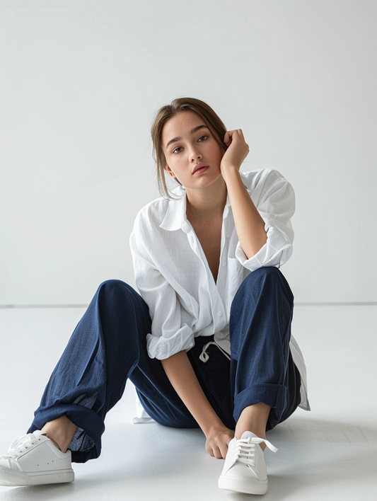 Navy Blue Linen Pants