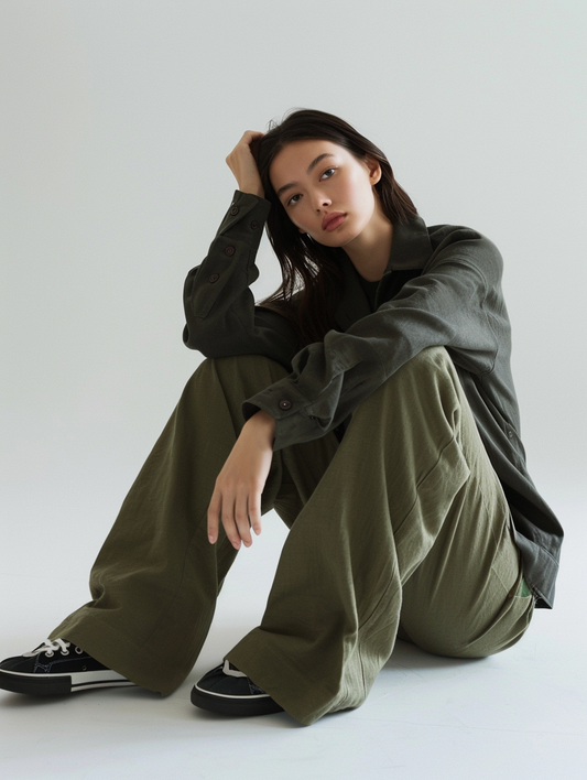 Olive Green Linen Pants
