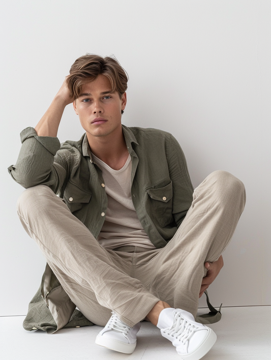 Beige Linen Pants