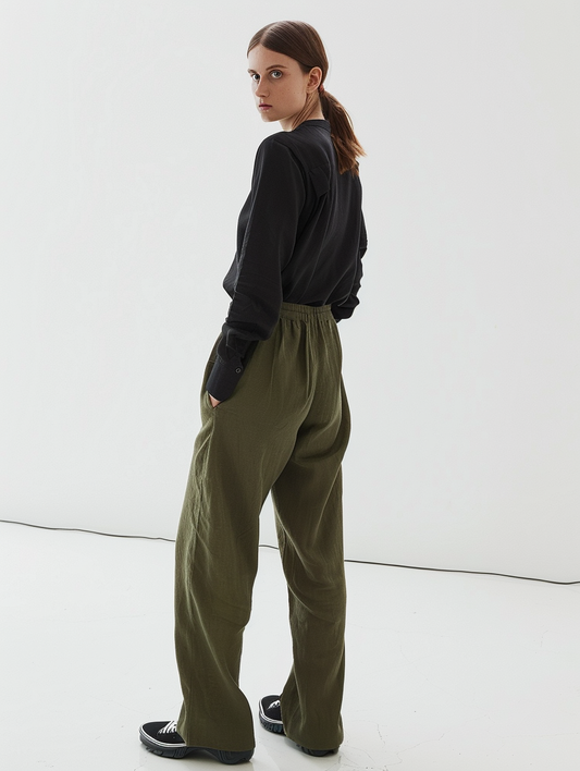 Olive Green Linen Pants