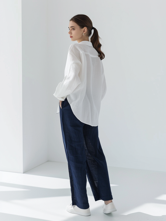 Navy Blue Linen Pants